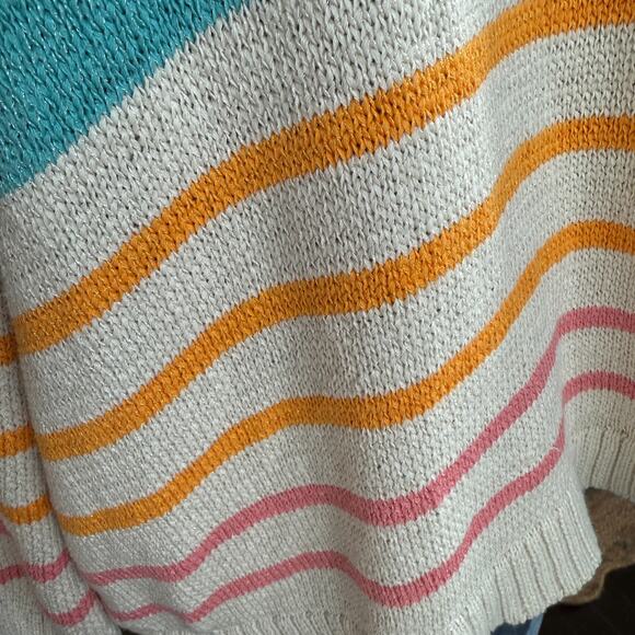 LOFT Striped Lightweight Cotton Sweater Boatneck Pullover Multi-Color Women’s L - Picture 7 of 10